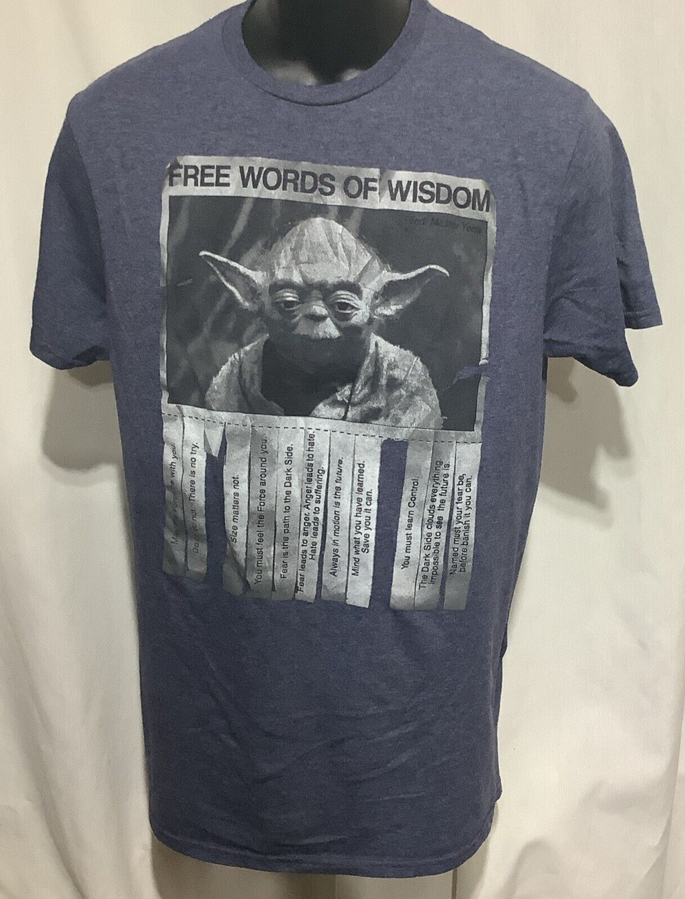 Star Wars Fifth Sun Yoda Free Words Of Wisdom Graphic T Shirt Medium Blue